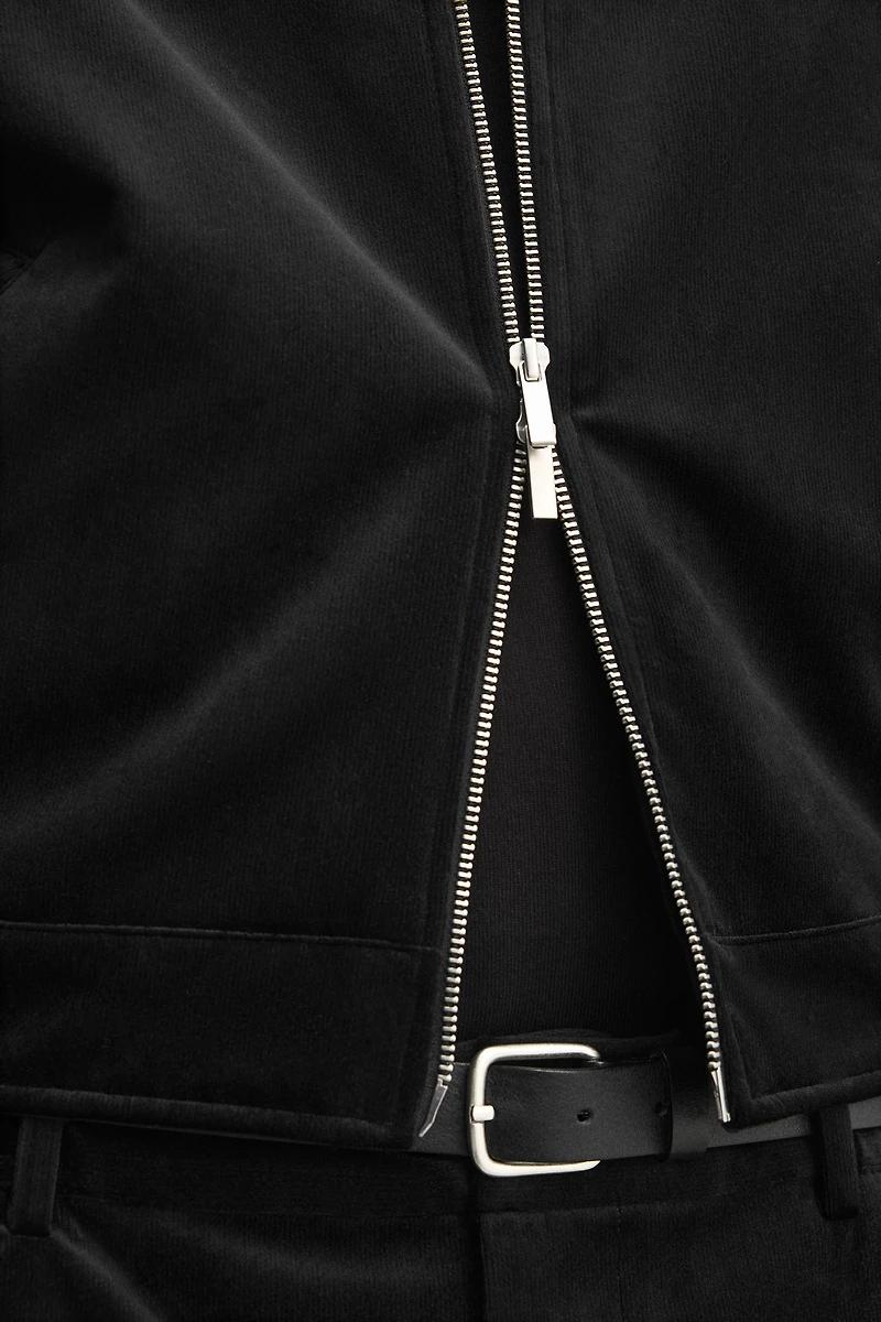 TEXTURED VELVET OVERSHIRT