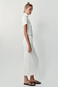 RIBBED KNIT MIDI SKIRT