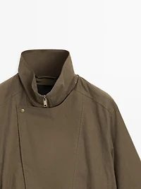 Veste avec ceinture en coton mélangé