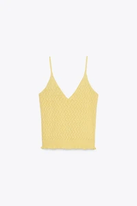 POINTELLE KNIT RUFFLED TOP