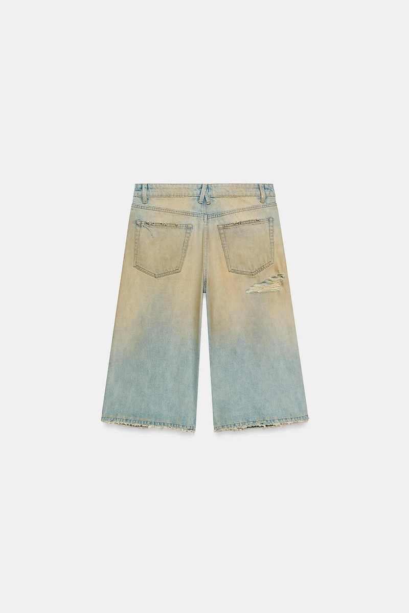 TRF RIPPED BAGGY DENIM JORTS
