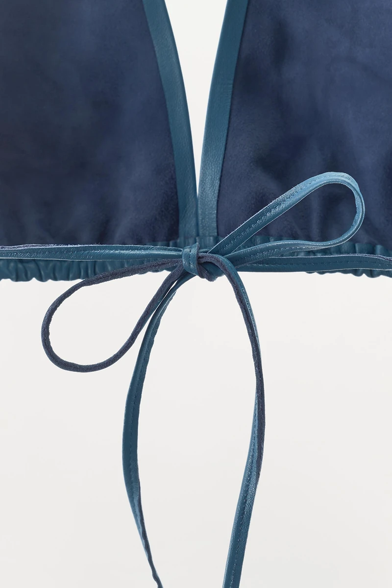 TOP SOUTIEN-GORGE HALTER EN CUIR 100%