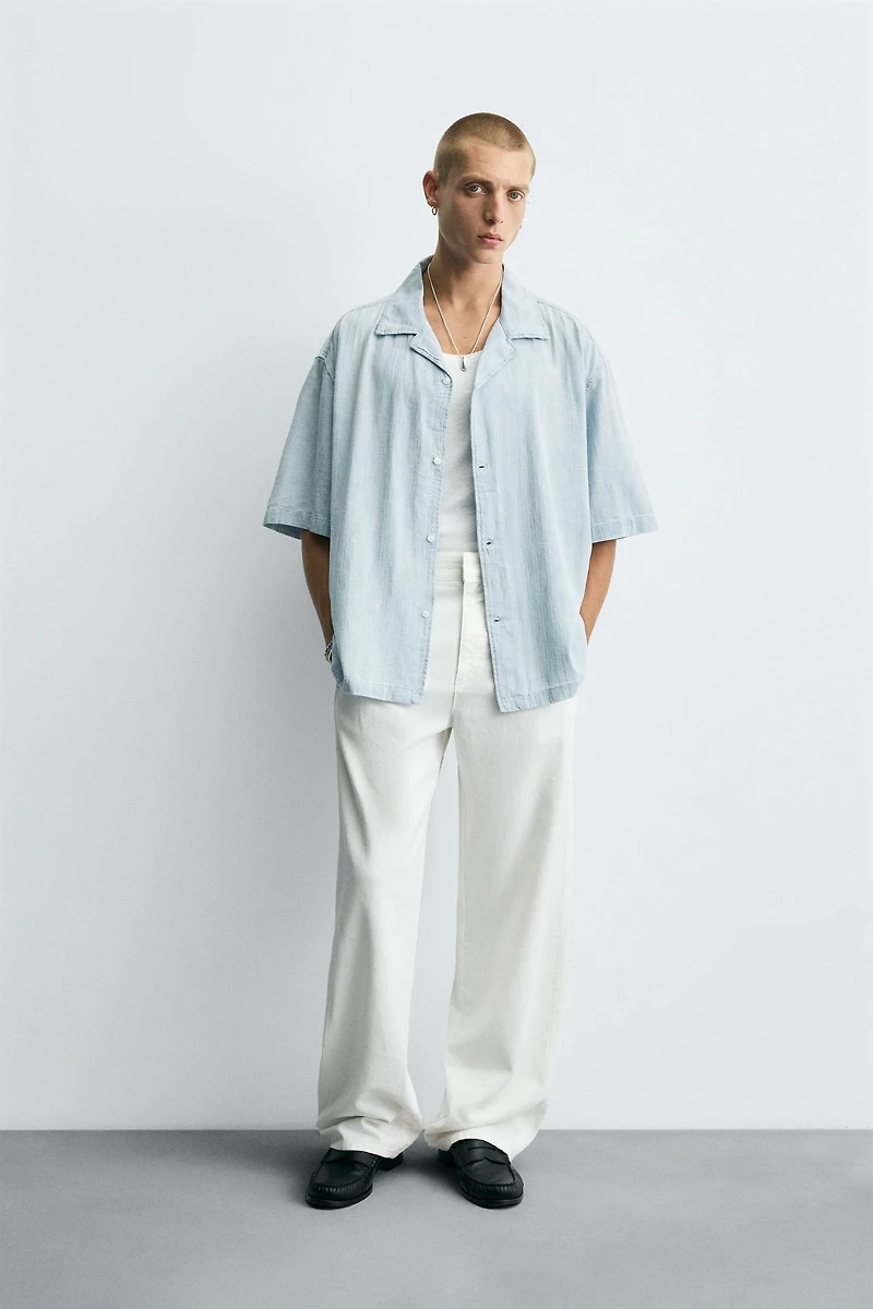 CHEMISE DÉLAVÉE JACQUARD RAYURES