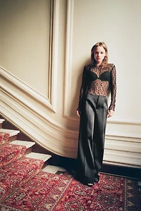 HIGH-WAISTED SATIN EFFECT PANTS