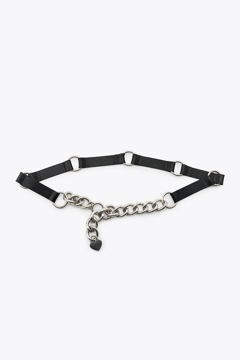 CEINTURE EN CUIR COMBINÉE CHAÎNES