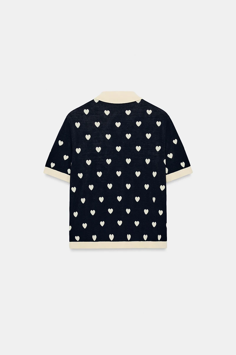 HEART KNIT POLO SHIRT