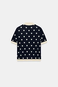 HEART KNIT POLO SHIRT