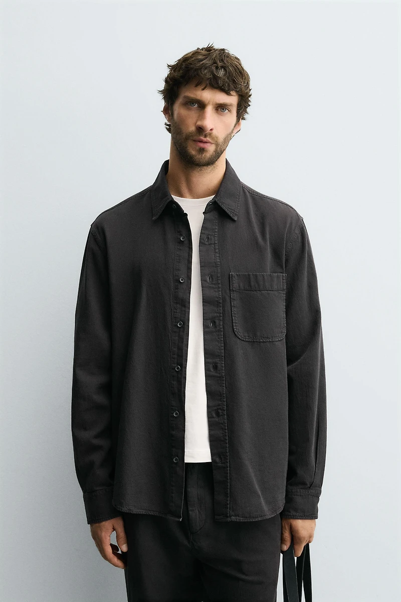 WASHED COTTON LINEN SHIRT