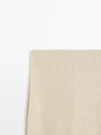 Long herringbone cotton blend skirt