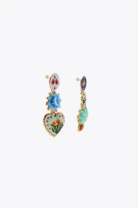RESIN PALM TREE AND FLOWER EARRINGS