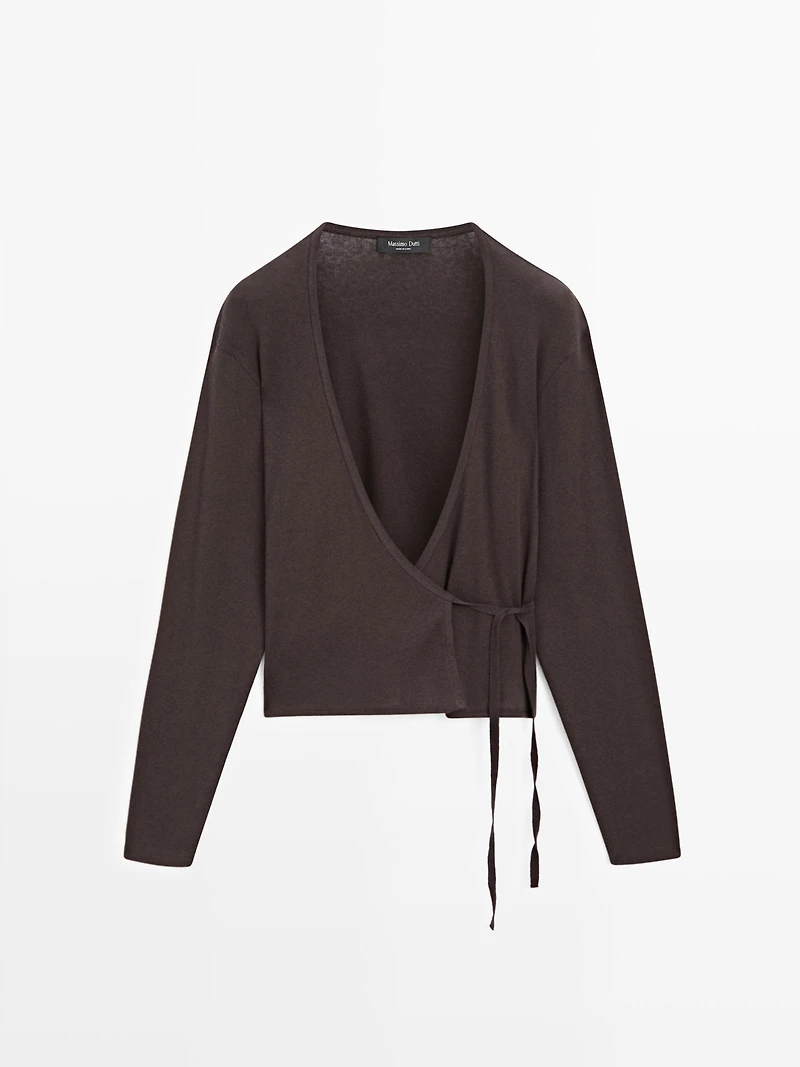 Cardigan cache-cœur en coton mélangé