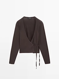 Cardigan cache-cœur en coton mélangé