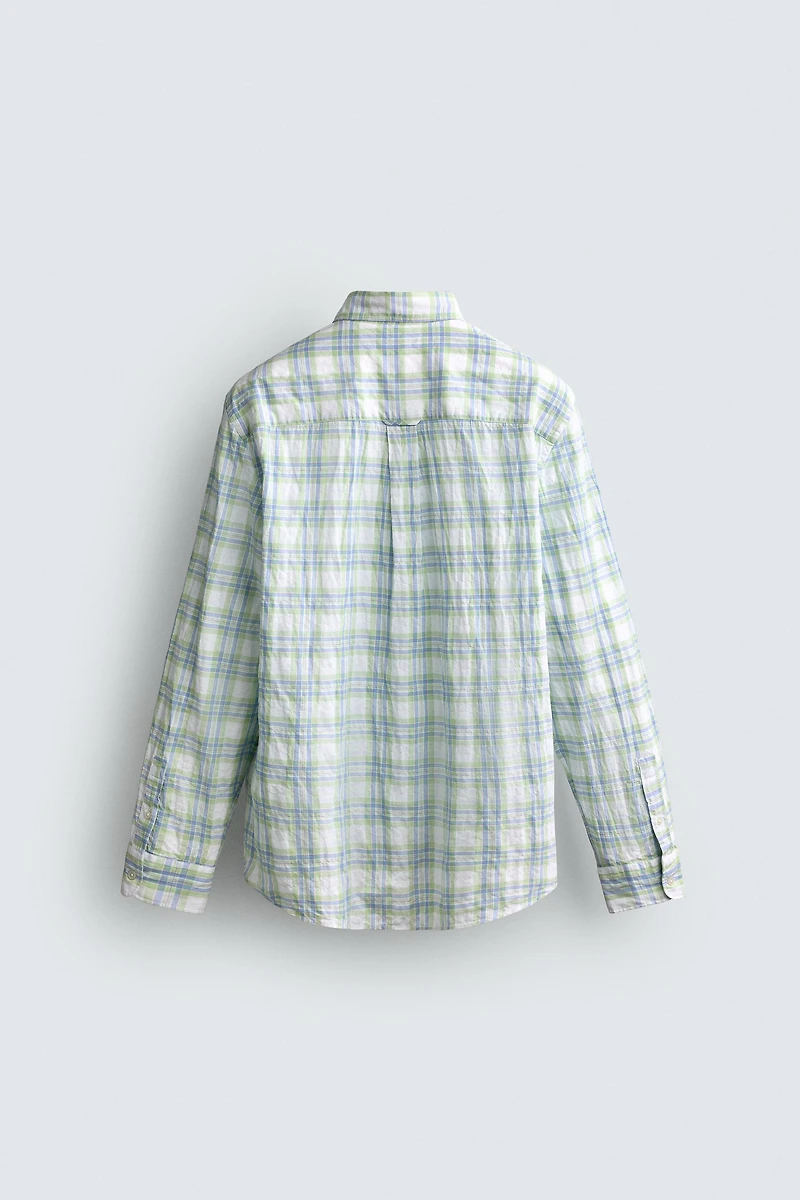 REGULAR FIT WRINKLE EFFECT PLAID SHIRT