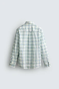 REGULAR FIT WRINKLE EFFECT PLAID SHIRT