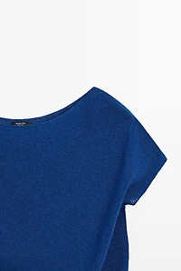 Asymmetric short sleeve linen T-shirt