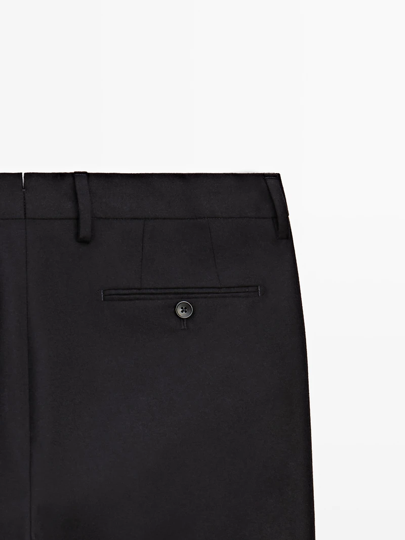 Wool blend flannel suit trousers