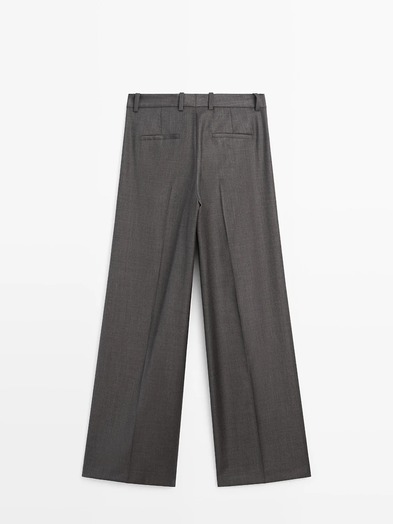 Pantalon de tailleur large 100 % laine