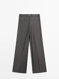 Pantalon de tailleur large 100 % laine