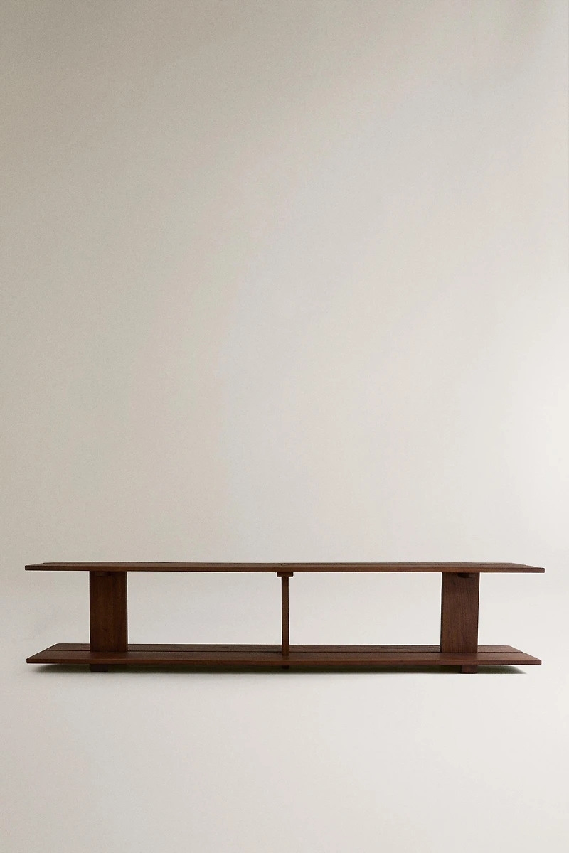 ELM WOOD SHELVING UNIT WITH TWO SHELVES