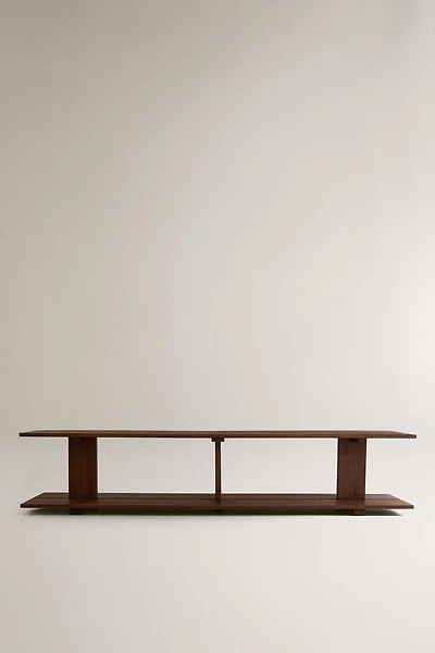 ELM WOOD SHELVING UNIT WITH TWO SHELVES