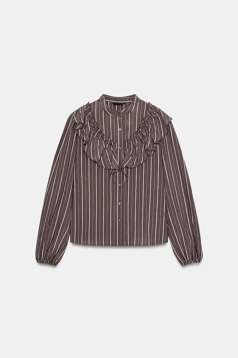 CHEMISE À RAYURES ET VOLANTS