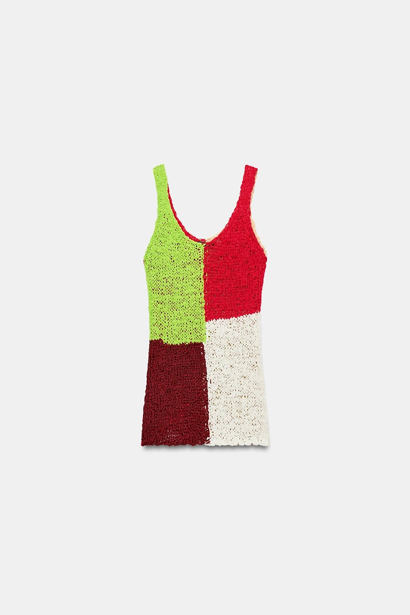 COLOR BLOCK KNIT TOP