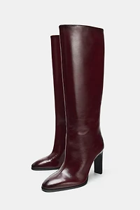 WIDE HEEL LEATHER BOOTS