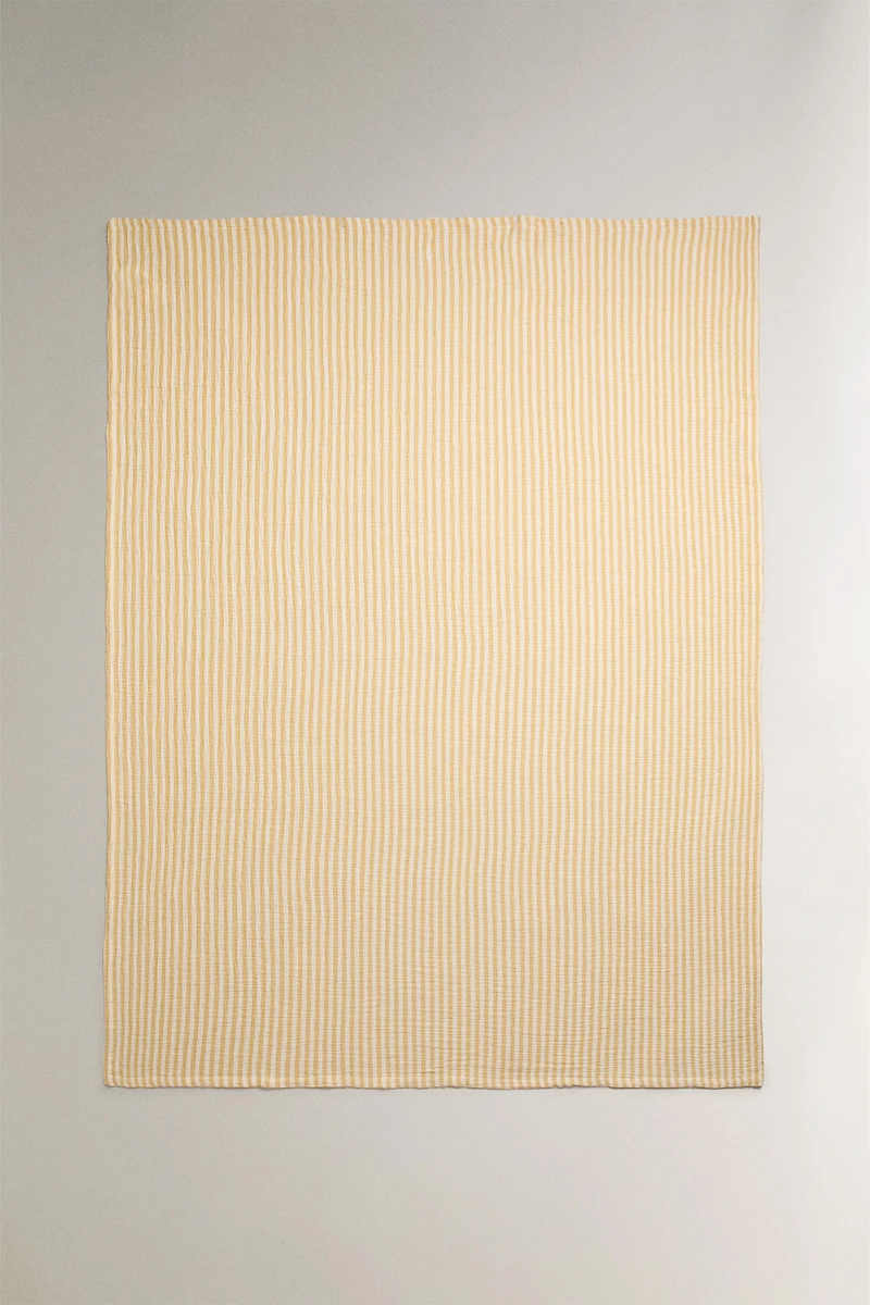 STRIPED COTTON MUSLIN BLANKET
