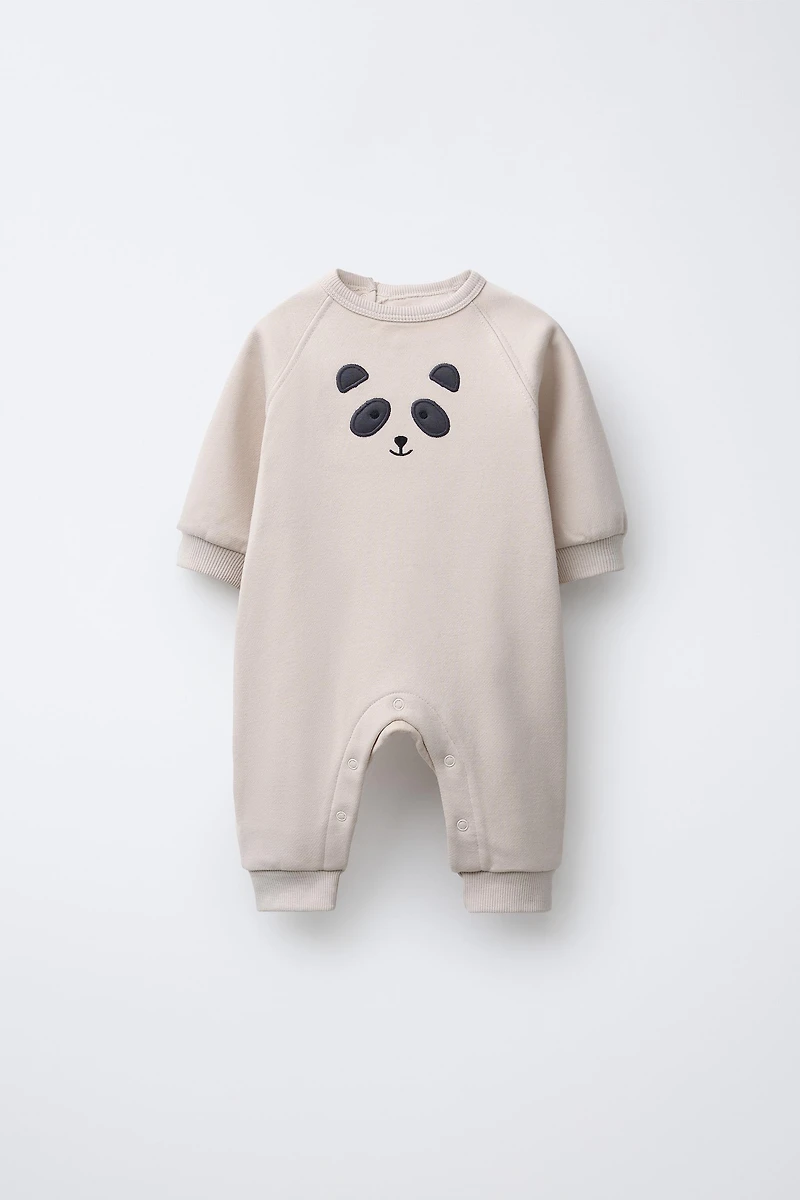 COMBINAISON EN MOLLETON BRODÉ OURS