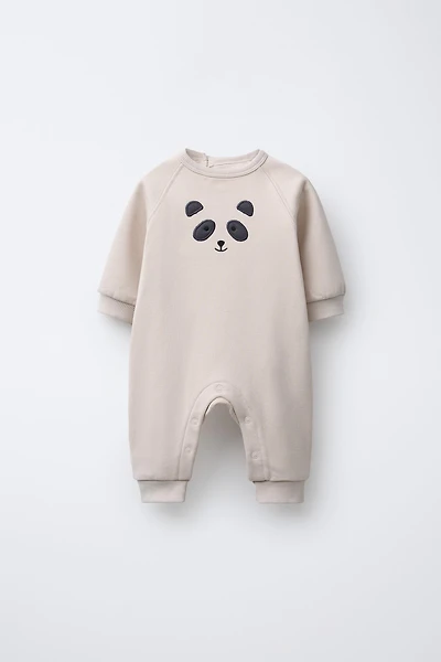 COMBINAISON EN MOLLETON BRODÉ OURS