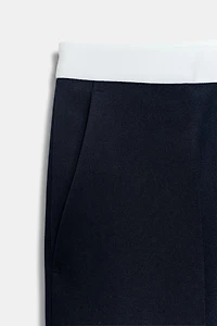 CONTRAST WAIST STRAIGHT LEG PANTS