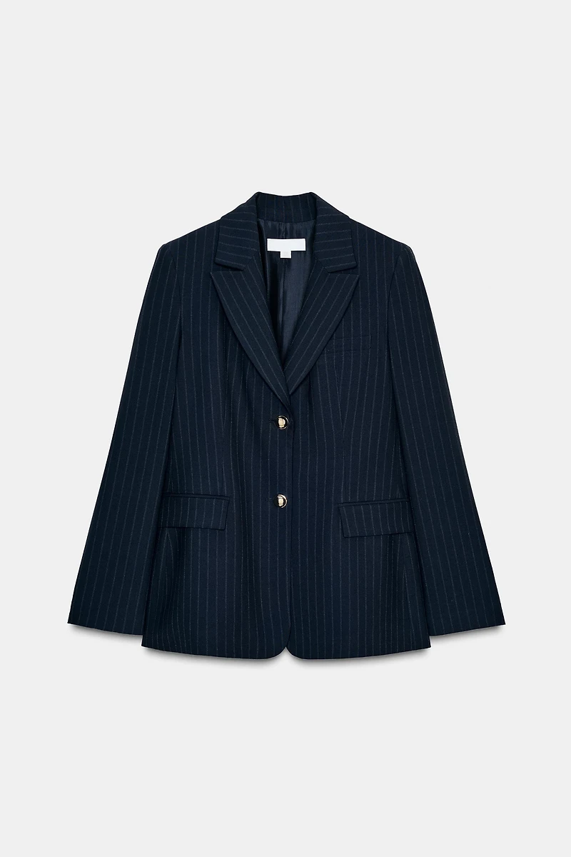 PINSTRIPE BLAZER WITH SHOULDER PADS