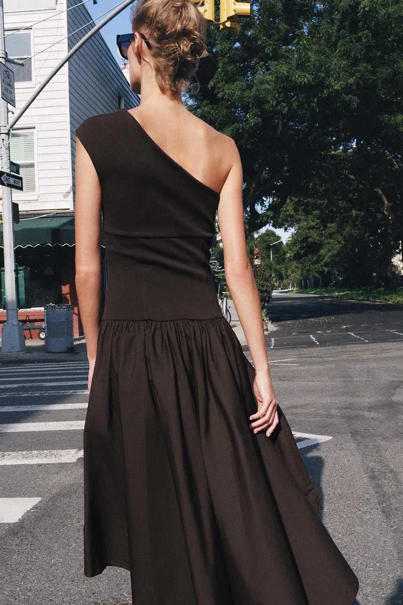 ROBE ASYMÉTRIQUE BIMATIÈRE