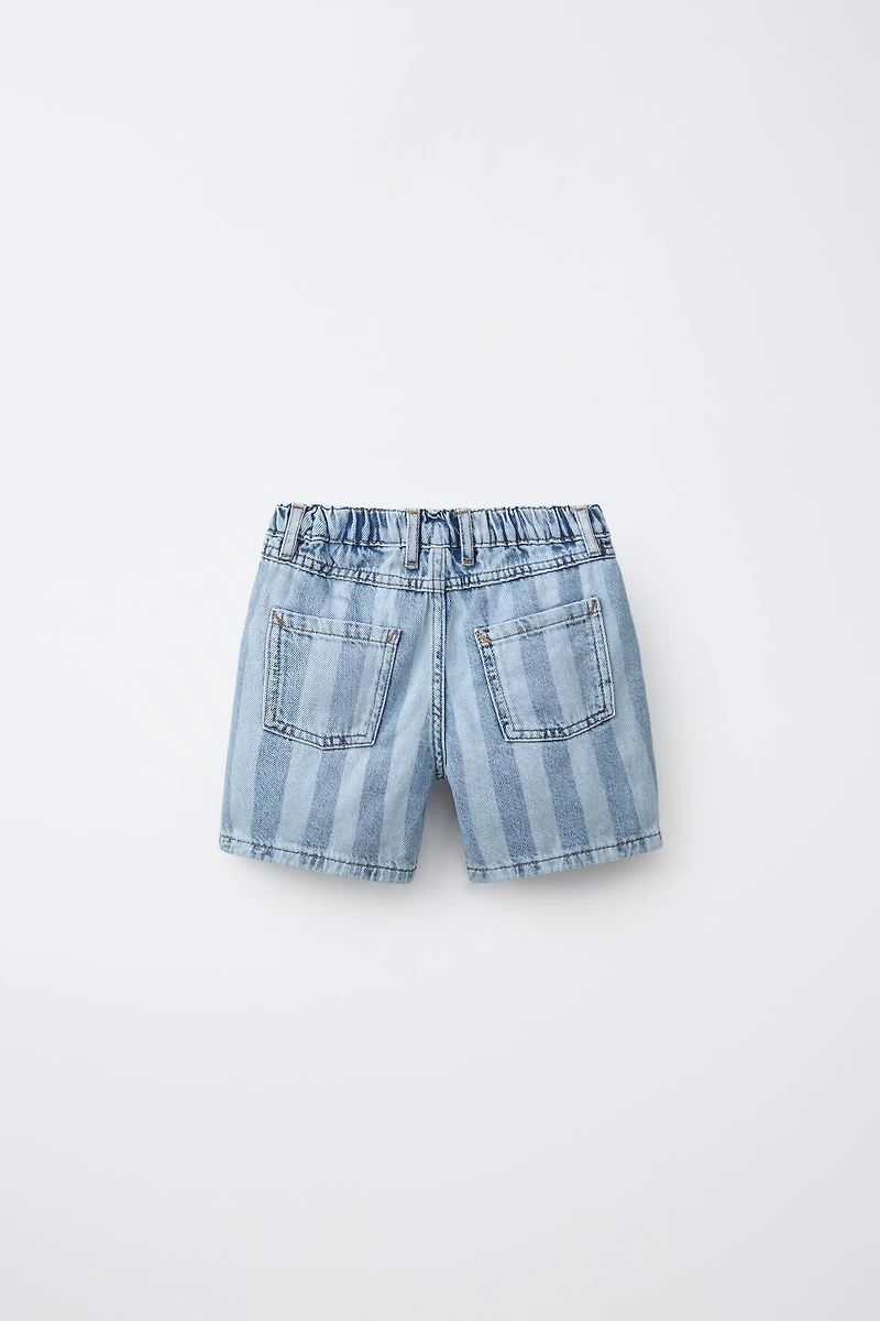 STRIPED DENIM SHORTS