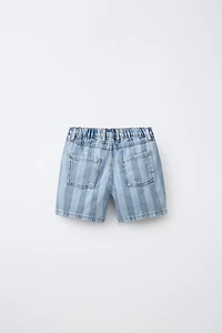 STRIPED DENIM SHORTS