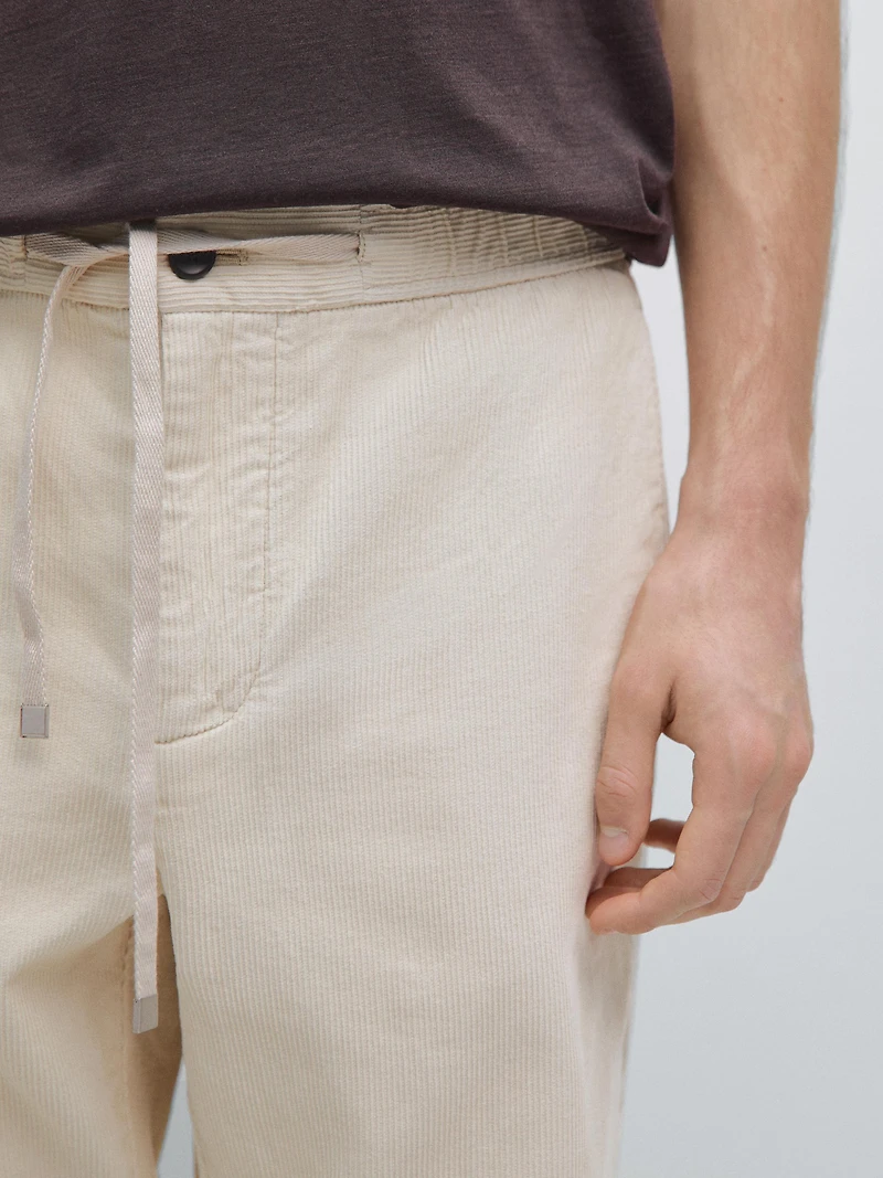 Corduroy jogger fit trousers