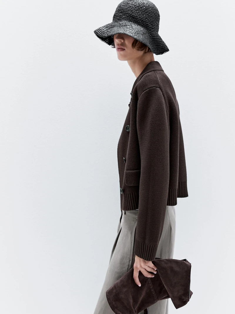 Gilet en maille à double boutonnage 100 % coton