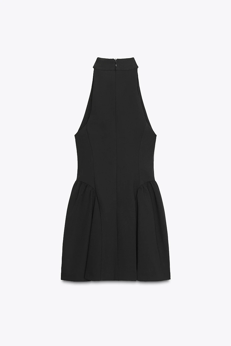 HALTER PLEATED SHORT DRESS