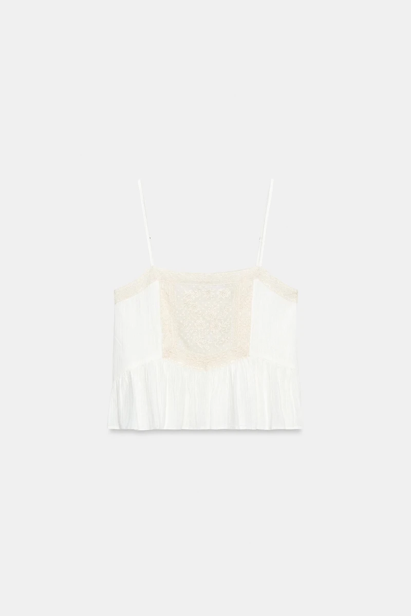EMBROIDERED GAUZE CAMISOLE