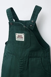 LONG STRIPED TWILL OVERALLS WITH CUFFED HEM