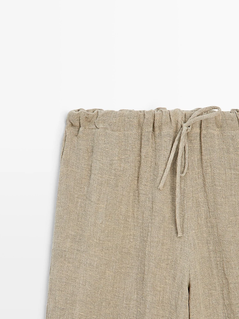 Linen blend sarouel trousers