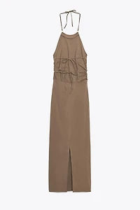 HALTER MIDI DRESS WITH TRIM