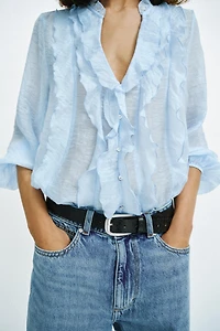 BLOUSE À VOLANTS ET POIS