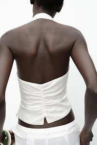 LINEN HALTER VEST TOP