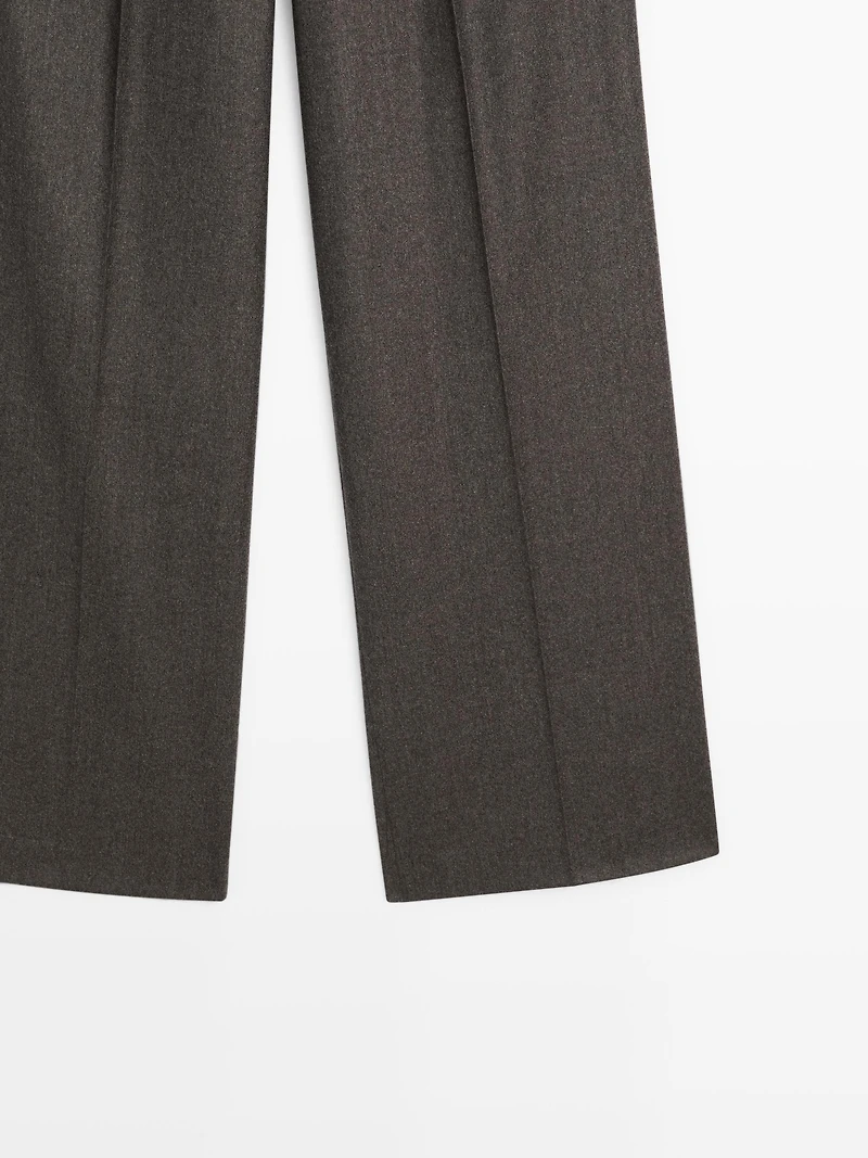 100% wool melange suit trousers