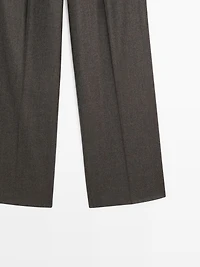 100% wool melange suit trousers