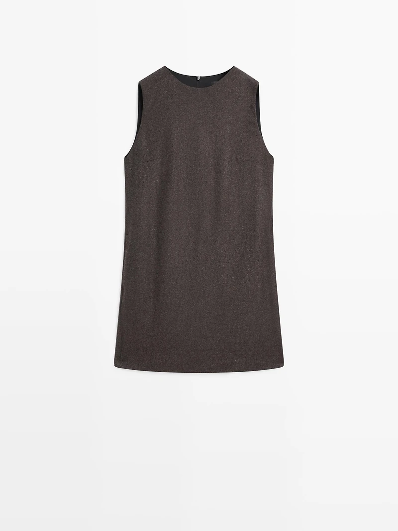 Herringbone mini dress with pockets