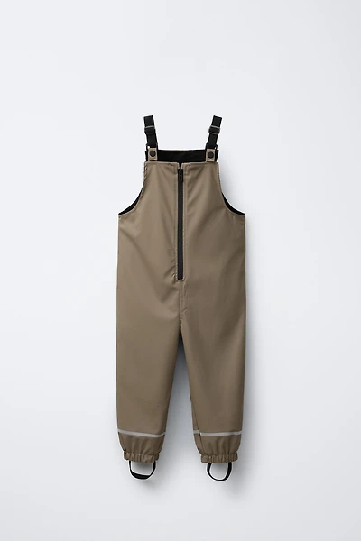RUBBERIZED WATER-RESISTANT OVERALLS WITH FLEECE LINING