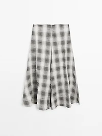 Long flared check skirt