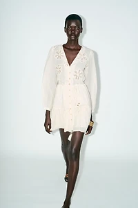 EMBROIDERED TEXTURED DRESS